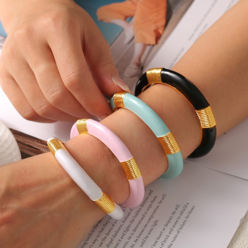 FXGT30 Korean sweet and elegant jewelry weight colored glaze open-end bracelet