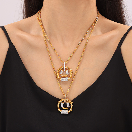 FXST53 Chinese style twisted chain jewelry bamboo splicing diamond jewelry set