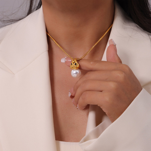 FXST60 Korean snake bone chain jewelry cute rabbit inlaid shell beads jewelry set