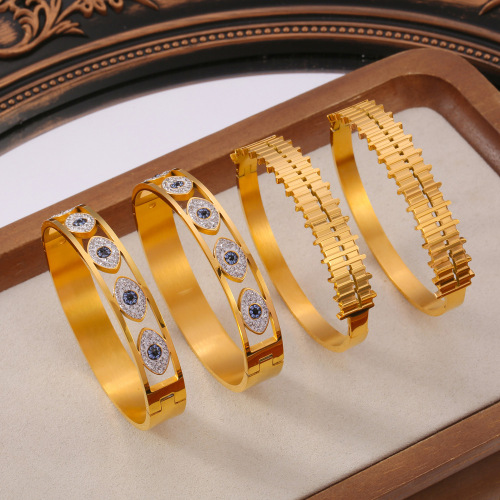FXGT50 Jewelry geometric texture diamond-plated oil-dropping gold-plated bracelet