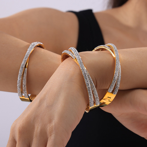 FXGT20 Jewelry cross-shaped diamond-studded gold-plated bracelet