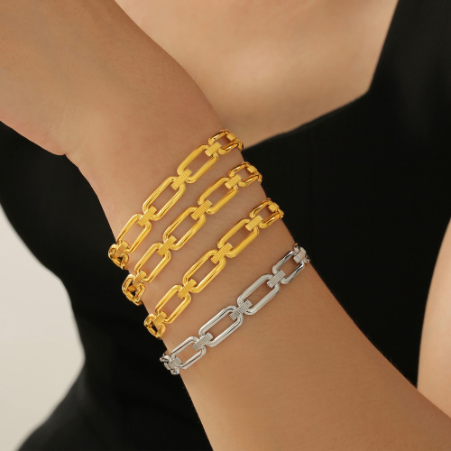 FXGT35 Open jewelry geometric circular splicing gold-plated bracelet