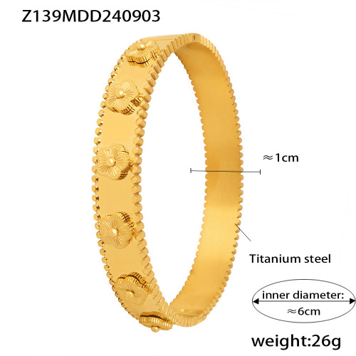 FXST16 Relief flower bracelet kaleidoscope ring 18k gold jewelry set wholesale