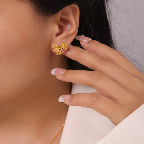 FXST58 Korean casual jewelry geometric bow pendant gold-plated jewelry set