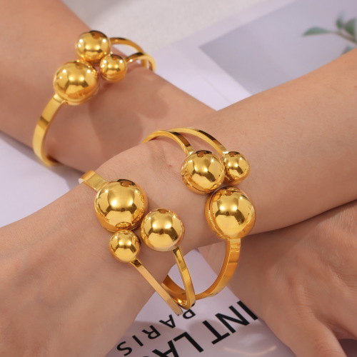 FXGT24 Minimalist jewelry spherical shape multi-layer gold-plated spring bracelet