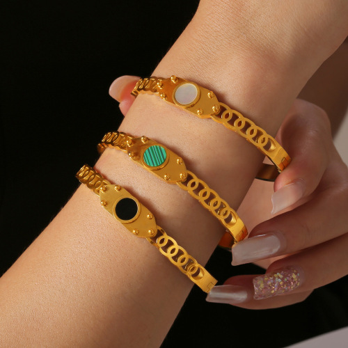 FXGT34 British chain splicing jewelry geometric inlaid gold-plated bracelet
