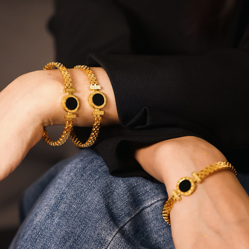FXGT10 Roman numeral love hollow imitation watchband bracelet plated 18k gold female bracelet