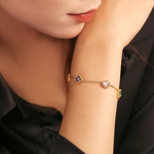 FXBT350 Hip-hop snake shape jewelry geometric texture diamond U