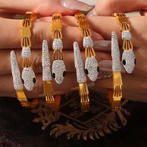 FXGT33 Jewelry: snake-shaped hollow diamond-plated gold-plated bracelet