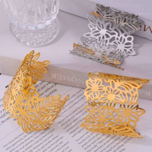 FXGT14 Flower leaf splicing open bracelet plated 18k gold geometric hollow hand jewelry