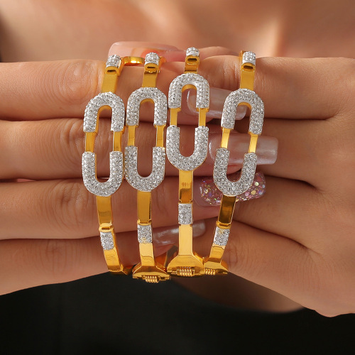 FXGT39 Bracelet geometric diamond circular spring gold-plated bracelet