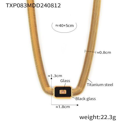 FXST38 Geometric square inlaid colored glass stone bracelet necklace set wholesale