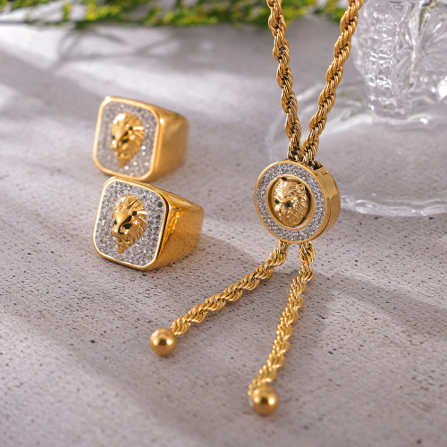 FXST63 Texture lion head diamond jewelry set