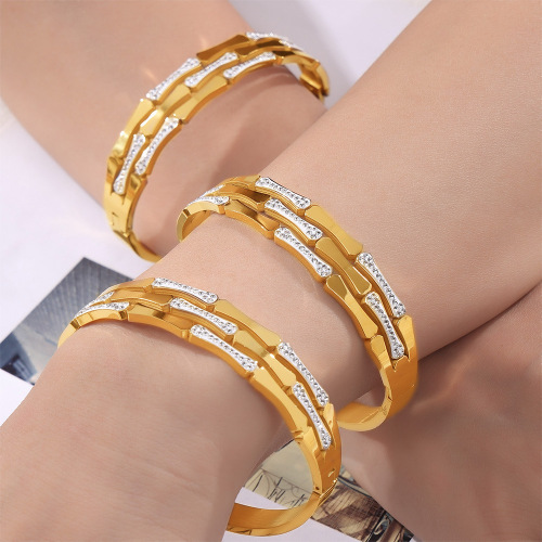 FXGT21 Chinese-style diamond-studded geometric bamboo-joint stitching bracelet
