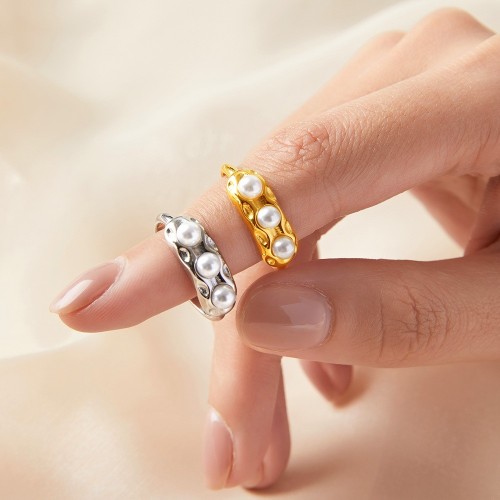 FXRT545 Casual ring shell bead gold-plated open index finger ring