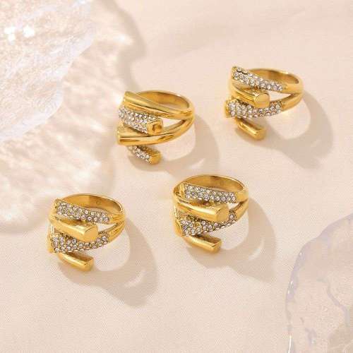 FXRT450 Irregular geometric staggered diamond ring female ring wholesale