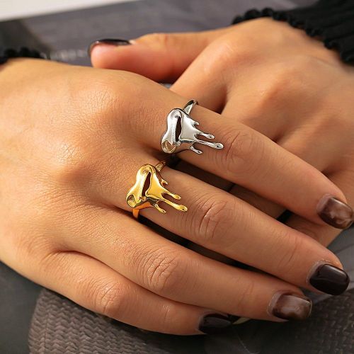 FXRT433 Love hollow melting open ring 18K gold-plated PVD ring