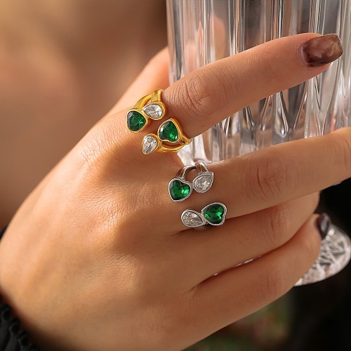 FXRT426 Italian oval diamond baby's breath ring luxury PVD plated 18k gold men and women