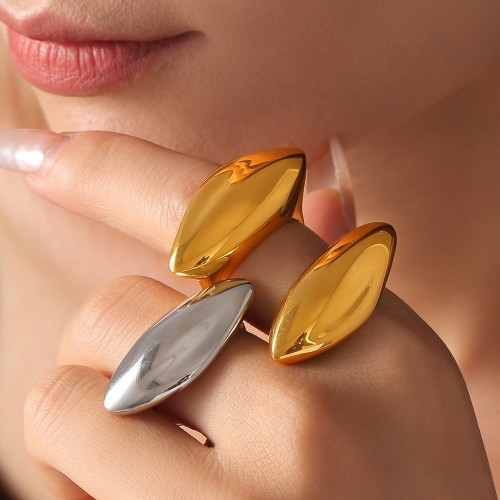 FXRT537 Melon seed-shaped index finger ring geometric casual gold-plated ring