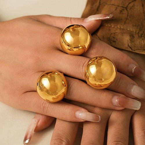 FXRT437 Chubby spherical ring stainless steel plated 18k real gold ring wholesale