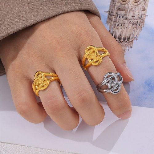 FXRT526 Double-layer line hollow jewelry interlocking gold-plated ring