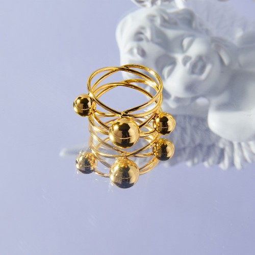 FXRT559 Multi-layer line stacking ring, gold round bead gold-plated index finger ring