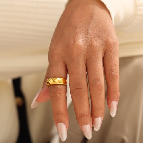 FXRT447 Wide version smooth open ring plated 18k real gold hand jewelry
