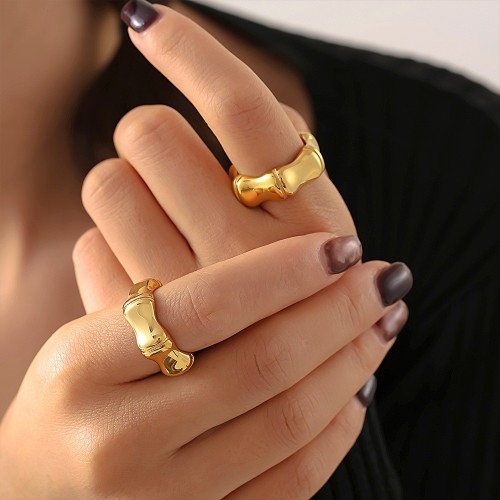 FXRT415 Water drop stick color diamond hemp lace ring PVD plated with 18k real gold