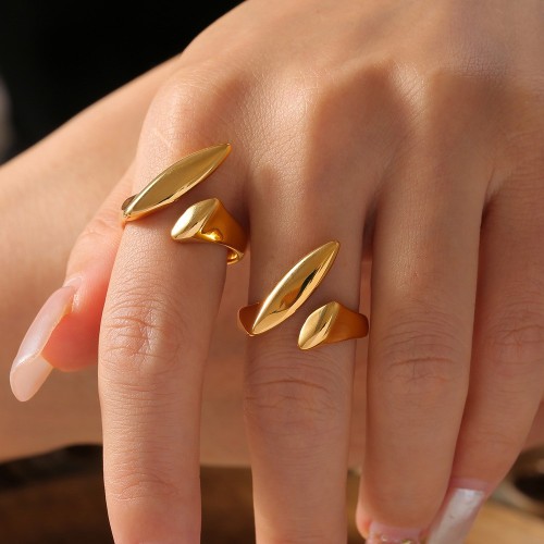 FXRT590 Minimalist open index finger ring with geometric personality melon seed shape