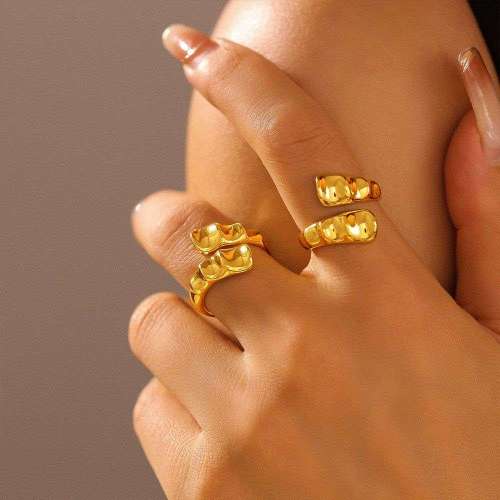 FXRT467 Irregular karst open ring 18k real gold plated special-shaped copper material index finger ring wholesale
