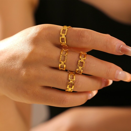 FXRT458 Hepburn geometric square splicing ring plated 18k gold open ring wholesale
