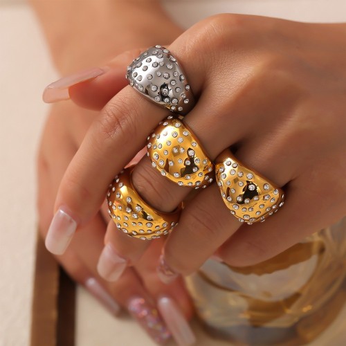 FXRT535 British wide face ring diamond gold-plated ring