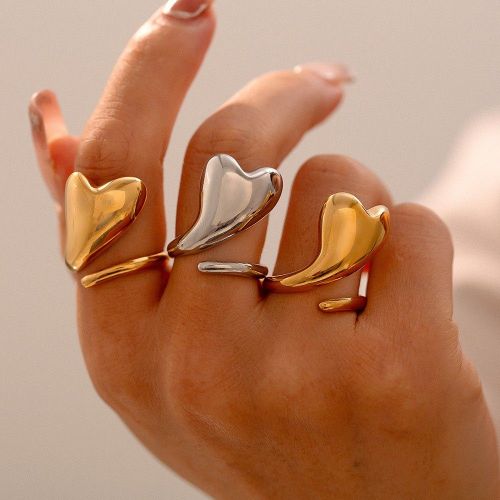 FXRT514 Smooth love winding open ring, irregular 18k gold-plated ring