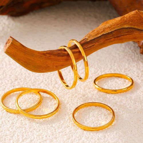 FXRT469 Plain ring smooth surface ring female style 18K real gold plated index finger ring