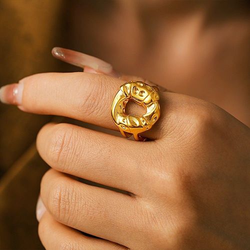 FXRT435 Ring texture hollow open index finger ring 18K PVD