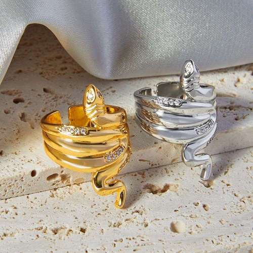 FXRT563 Snake shape ring, inlaid diamond copper ring