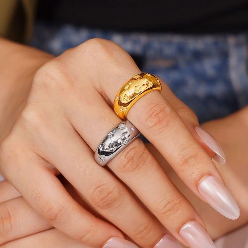 FXRT476 Star wide version smooth open ring style copper material decoration