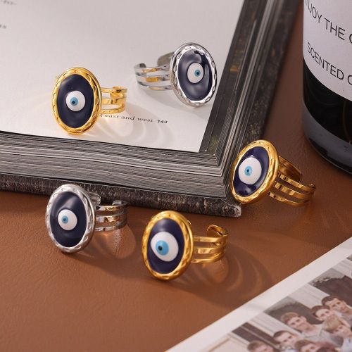 FXRT586 Devil's eye shape ring dripping oil multi-layer hollow titanium