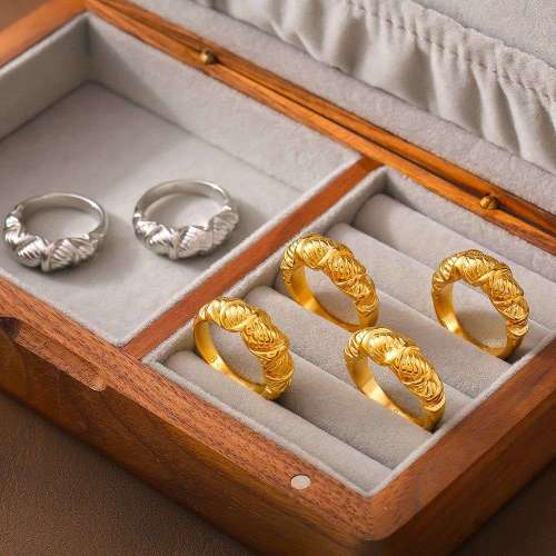 FXRT513 Striped ring, 18k gold-plated stainless steel ring