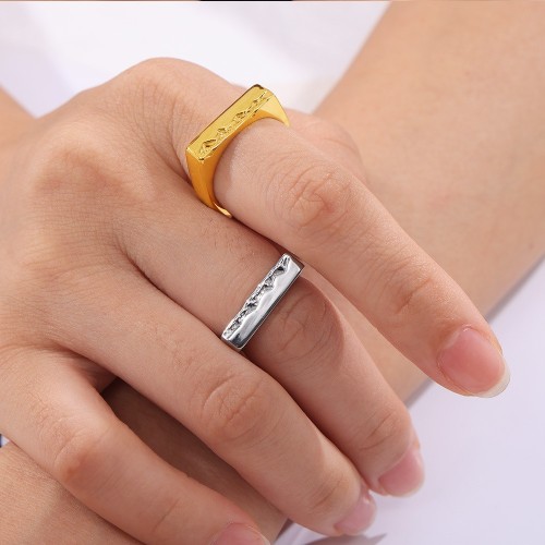 FXRT528 Chinese style square plate jewelry texture mountain wave ring