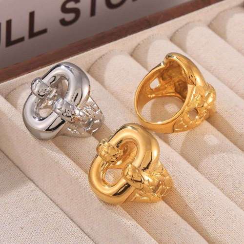 FXRT519 O-shaped geometric turtle pattern ring 18k gold-plated jewelry