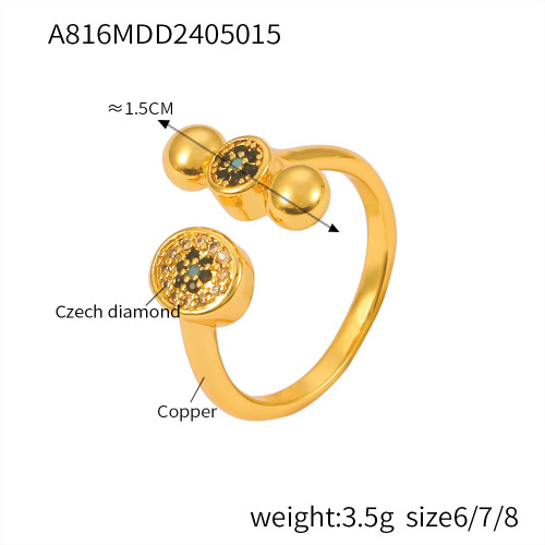 FXRT575 Diamond-studded brooch ring, full diamond tail ring, copper material gold-plated jewelry, Xiaohongshu