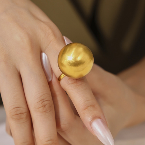 FXRT493 Weight glaze large ball ring atmosphere 18k gold plated open ring
