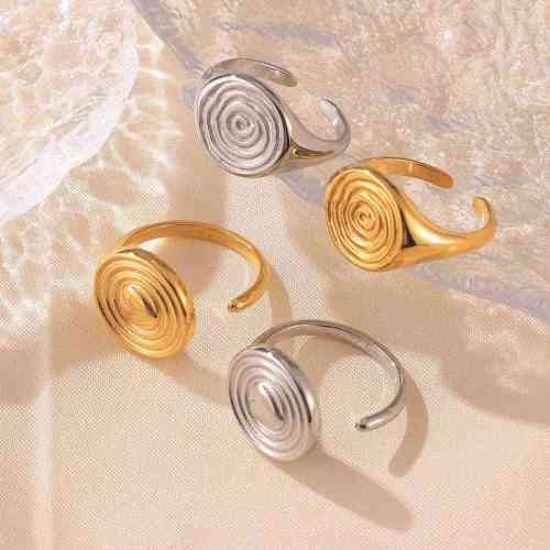 FXRT518 Love hammer pattern ring stainless steel 18k gold-plated open