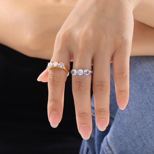 FXRT527 Jewelry three-link zircon inlaid gold-plated ring