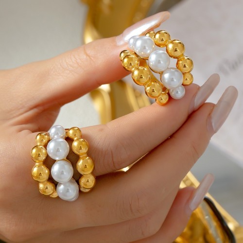 FXRT534 Jewelry shell bead splicing gold-plated multi-layer ring