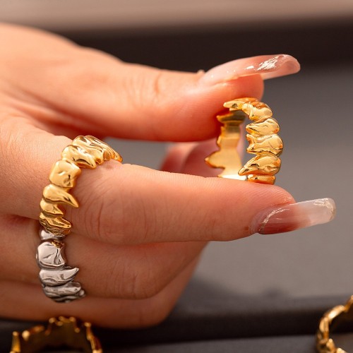 FXRT515 Irregular small flame splicing ring, 18k gold-plated ring