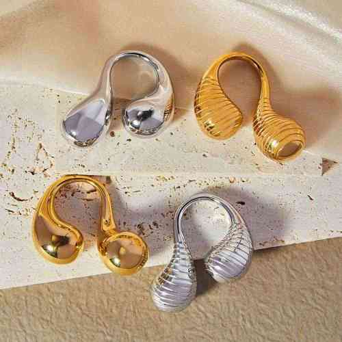 FXRT509 Double water drop open index finger ring, gold-plated ring