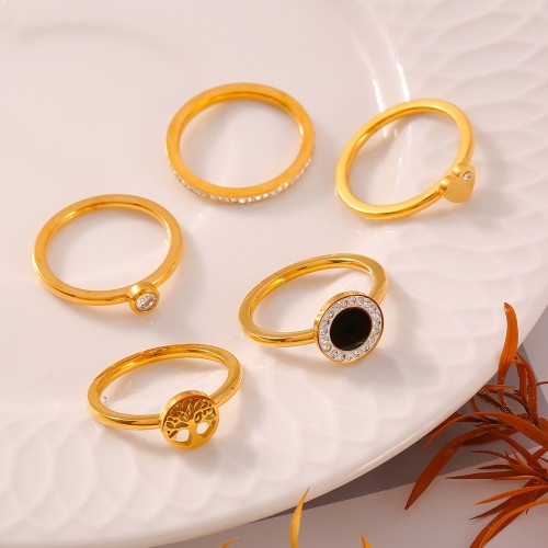 FXRT405 Finger ring inlaid with colored diamond butterfly-shaped copper ring