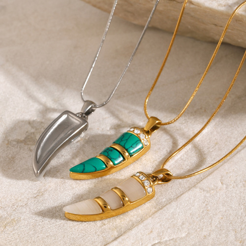 ZTNT554 18k gold stainless steel necklace female ivory inlaid cat's eye necklace